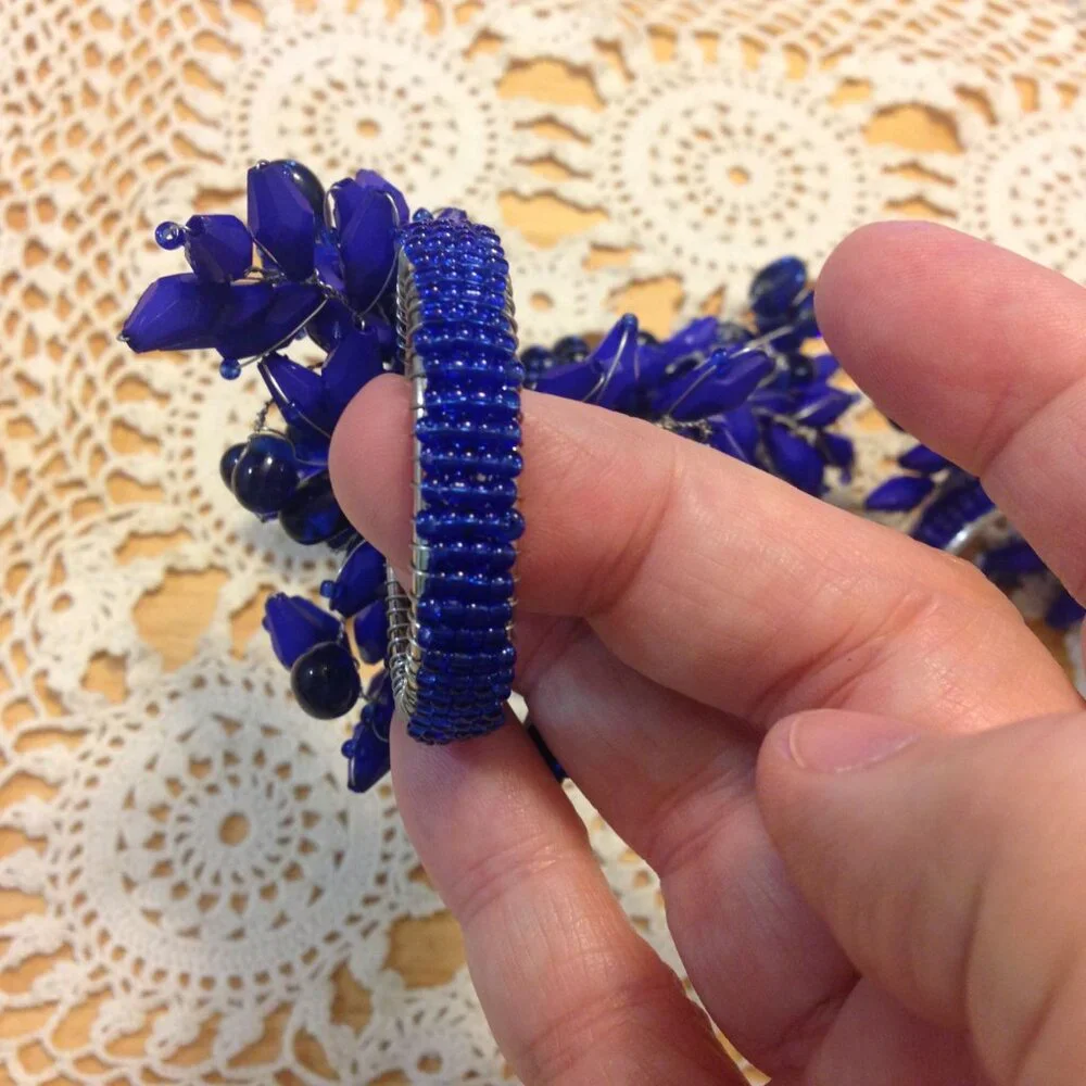 Napkin Rings set, gorgeous blue